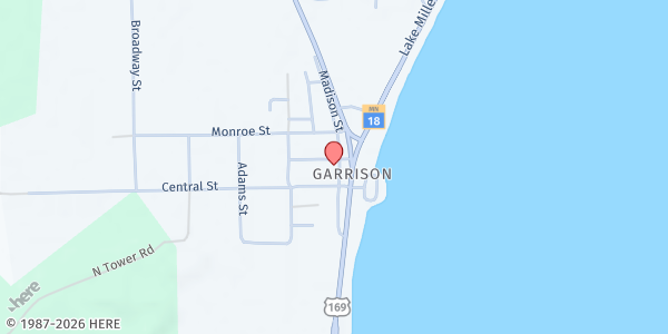 Map showing Garrison Area Caregivers Food Shelf at 9541 Madison St, Garrison, MN