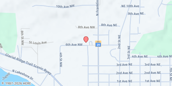 Map showing Hearts & Hands Food Shelf-Pope at 206 6th Ave NW, Glenwood, MN