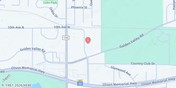 Map showing Calvary Center- High Rise Mobile Food Shelf at 7650 Golden Valley Road, Golden Valley, MN