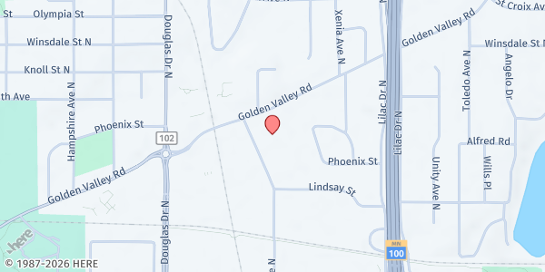 Map showing PRISM Marketplace Food Shelf at 1220 Zane Ave North, Golden Valley, MN