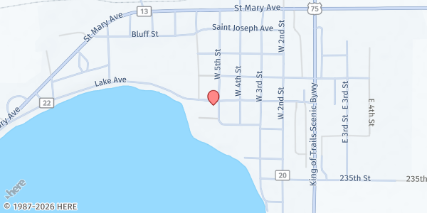 Map showing Prairie Five/Graceville Satellite Food Shelf at Holy Rosary Church, Studdart Ave, Graceville, MN