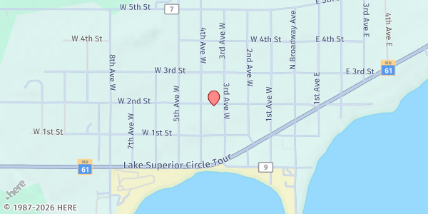 Map showing Grand Marais / Cook County Food Shelf at 300 W 2nd St, Grand Marais, MN