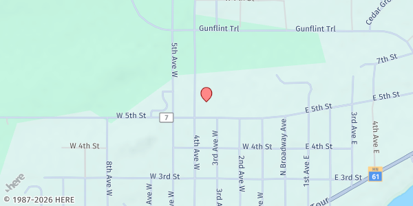 Map showing Grand Marais Mobile Pantry at 317 W 5th St, Grand Marais, MN