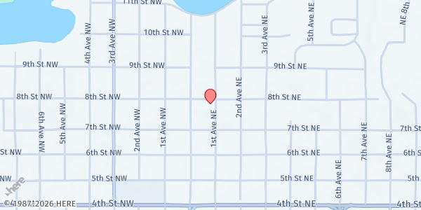 Map showing First Evangelical Lutheran Church at 735 NE 1st Ave, Grand Rapids, MN