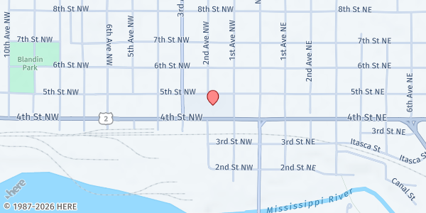 Map showing KOOTASCA Food Shelf at 822 NE 5th Ave, Grand Rapids, MN