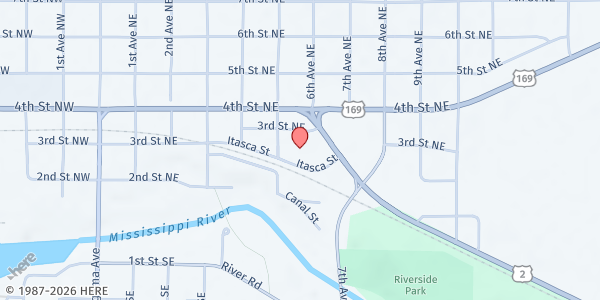 Map showing Red Lake Food Distribution Center at 15860 Ogema Ave, Grand Rapids, MN