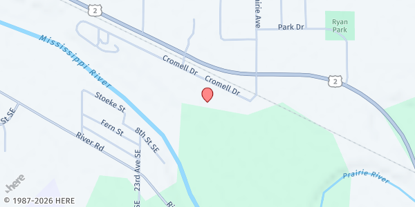 Map showing Second Harvest Northland Food Shelf West at 2222 Cromwell, Grand Rapids, MN