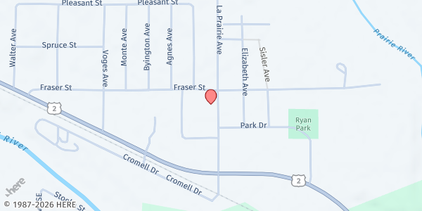 Map showing Solid Rock Church of God at 555 La Prairie Ave, Grand Rapids, MN