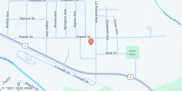 Map showing Solid Rock Church of God-Fathers Heart & Hands at 555 La Prairie Ave, Grand Rapids, MN