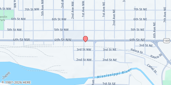 Map showing United Way of 1000 Lakes - Grand Rapids at 350 NW 1st Ave A, Grand Rapids, MN