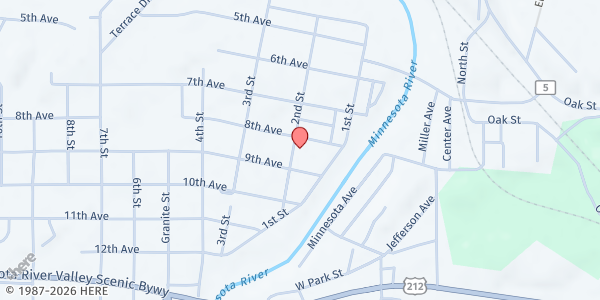 Map showing Neighbors United Resource Center Food Shelf at 841 2nd St, Granite Falls, MN