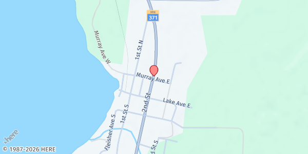 Map showing Hackensack Area Food Shelf at 208 State Highway 371, Hackensack, MN