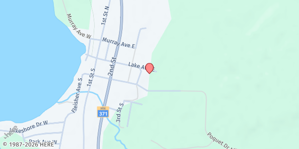 Map showing Union Congregational Church at 401 Lake Ave, Hackensack, MN