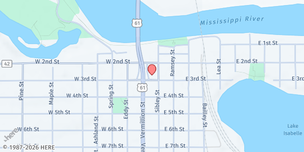 Map showing Hastings Meals on Wheels at 121 East Third Street, Hastings, MN
