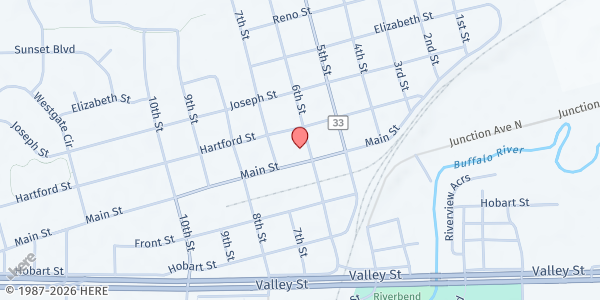 Map showing Living Grace Lutheran Church at 407 6th St, Hawley, MN