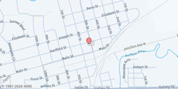 Map showing REACH- Hawley Food Shelf at 421 5th Street, Hawley, MN