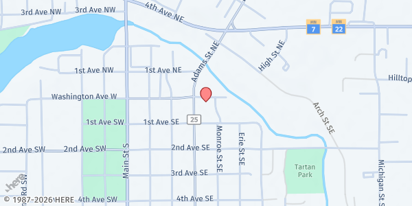 Map showing Hutchinson Farmers Market at 25 Adams St SE, Hutchinson, MN