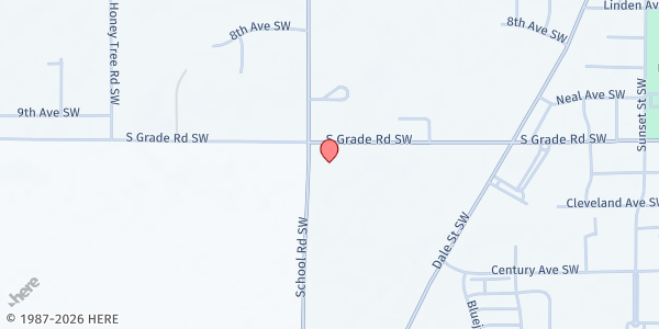 Map showing Oak Heights Covenant Church at 1398 South Grade Road Southwest, Hutchinson, MN
