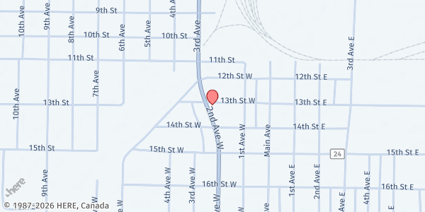Map showing Salvation Army International Falls at 1301 3rd Ave W, International Falls, MN