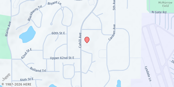 Map showing River Heights Vineyard Church at 6070 Cahill Ave East, Inver Grove Heights, MN