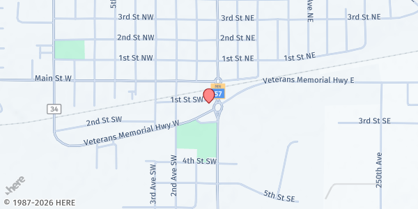 Map showing SEMCAC Kasson Food Shelf at 105 South Mantorville Ave, Kasson, MN
