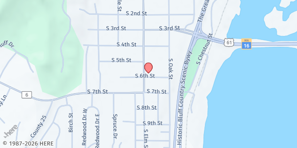 Map showing La Crescent Food Shelf - Food Distribution Center at 436 6th St S, La Crescent, MN