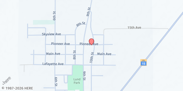 Map showing Helping Hand at 971 Pioneer Ave, Lafayette, MN