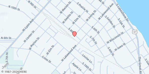 Map showing Lake City Food Shelf at 600 South 8th Street, Lake City, MN