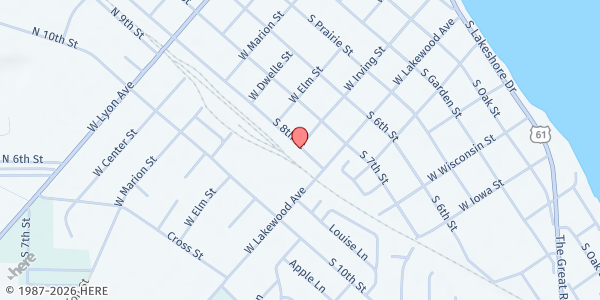 Map showing Lake City Food Shelf at 600 S 8th St, Lake City, MN