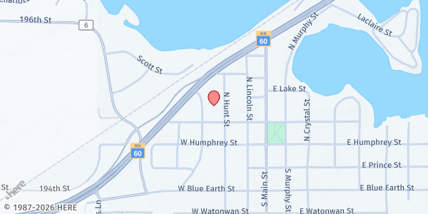 Map showing Holy Family Catholic Church at 211 N Hunt St, Lake Crystal, MN