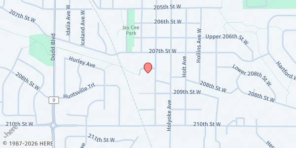 Map showing Lakeville Meals on Wheels at 20827 Howland Ave, Lakeville, MN