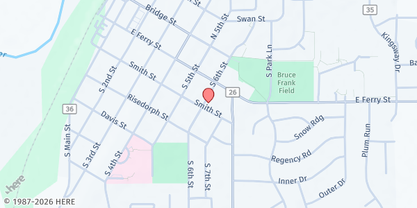 Map showing Grace Lutheran Church at 229 S 6th St, Le Sueur, MN