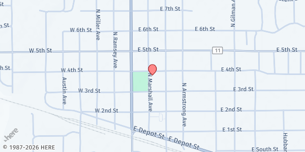 Map showing Christian Church-Litchfield at 312 N Marshall Ave, Litchfield, MN