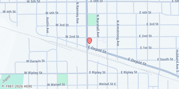 Map showing Meeker Area Food Shelf-Litchfield at 118 N Sibley Ave, Litchfield, MN