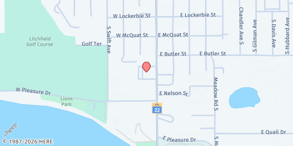 Map showing United Methodist Church at 1000 S Sibley Ave, Litchfield, MN