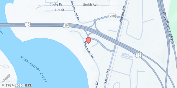 Map showing First Lutheran Church at 2100 Riverview Dr, Little Falls, MN