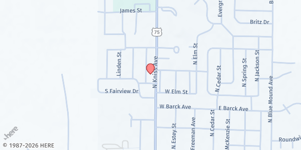 Map showing First Presbyterian Church at 302 Central Ln, Luverne, MN