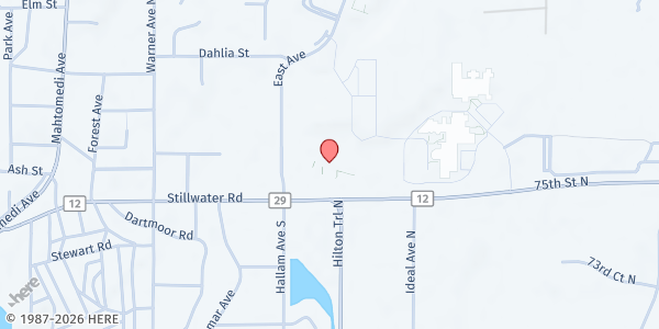 Map showing St. Andrew's Community Resource Center at 900 Stillwater Road, Mahtomedi, MN