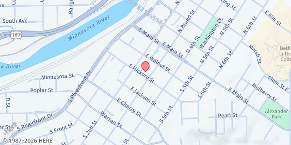 Map showing Connections Shelter at 220 E Hickory St, Mankato, MN