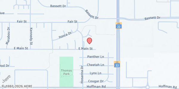 Map showing Hosanna Lutheran Church at 105 Hosanna Drive, Mankato, MN