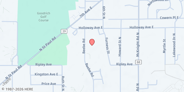 Map showing Foodshelf-In-A-Box at Maple Pond Homes Pop-up Mobile at 1854 Beebe Rd, Maplewood, MN