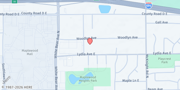 Map showing Salvation Army Lakewood Food Shelf at 2080 Woodlynn Ave, Maplewood, MN