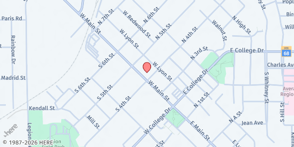 Map showing Kitchen Table Food Shelf at 400 W Main St, Marshall, MN