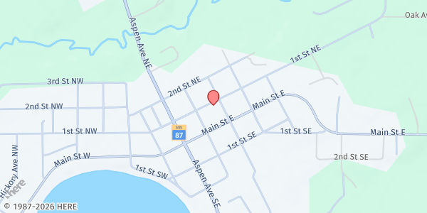 Map showing Menahga Food Shelf at 120 1st NE, Menahga, MN