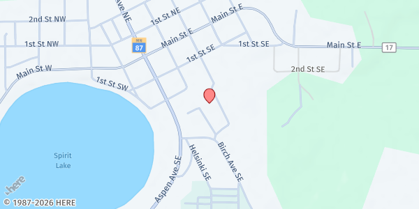 Map showing Menahga High School at 216 Aspen Avenue South, Menahga, MN