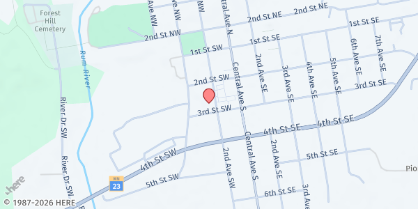 Map showing Milaca Park Apartments at 240 - 2nd Ave SW, Milaca, MN