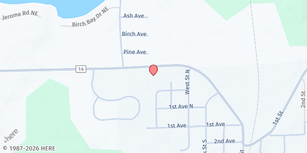 Map showing Outreach Food Shelf Mobile Pantry - Miltona at 5500 County Rd 14 NE, Miltona, MN