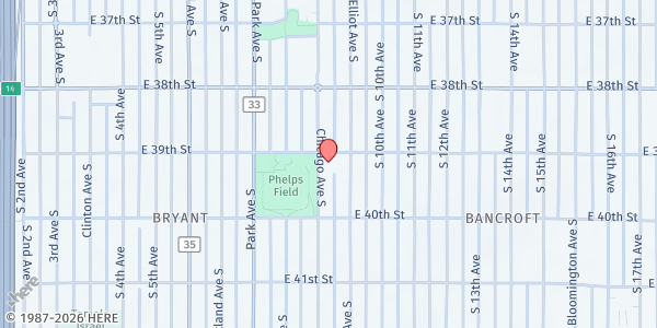 Map showing Calvary Lutheran Church Food Shelf at 3901 Chicago Ave, Minneapolis, MN