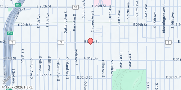 Map showing CLUES-Minneapolis Food Distribution at 777 East Lake Street, Minneapolis, MN