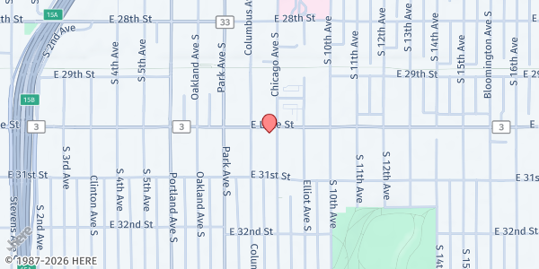 Map showing CLUES-Minneapolis Food Shelf at 777 East Lake Street, Minneapolis, MN